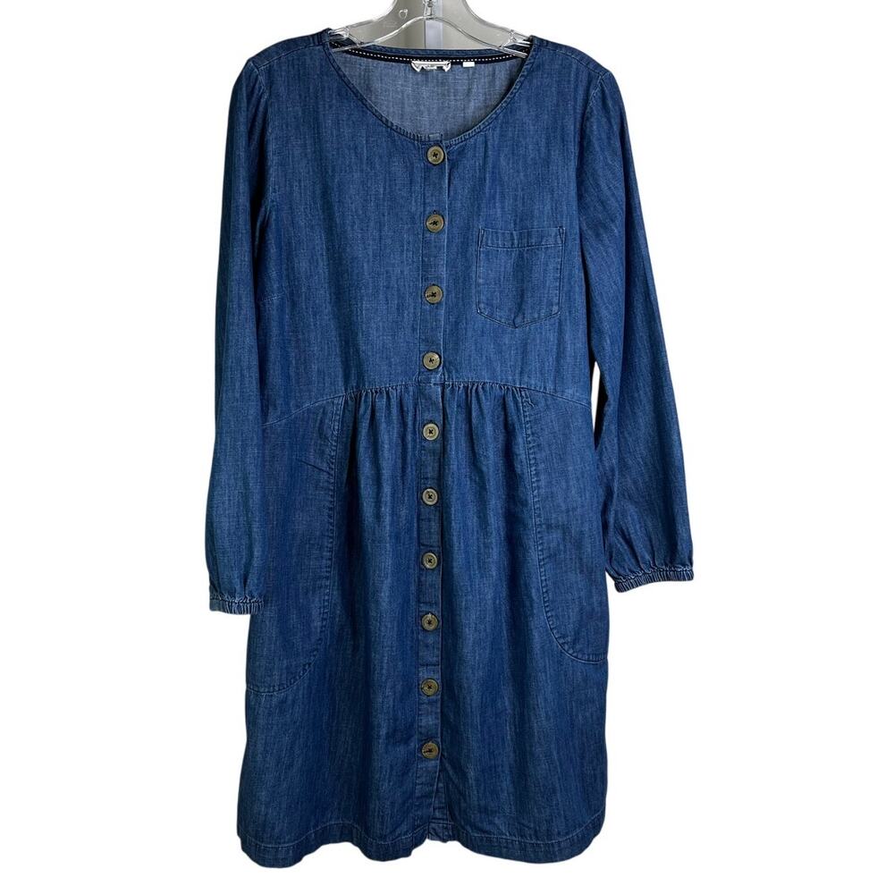 FatFace Denim Shirt Dress Womens 10 Blue Cotton‎ Button Front Art Teacher